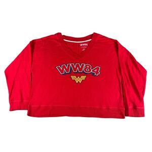 Wonder Woman Sweater Womens XL DC Comics Movie Retro 1984 WW84 Red V Neck Logo